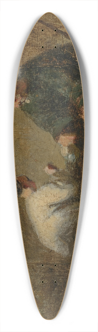George Chinnery - A street scene in Macau with two figures playing a game 39.3 inch art pintail longboard deck