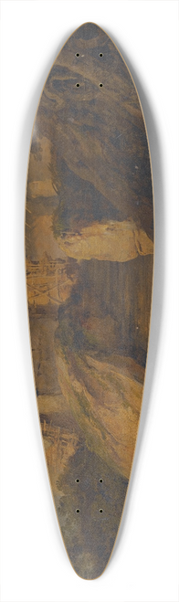 George Chinnery - Figures Washing In A River With Thatched Huts Behind, Bengal, India 39.3 inch art pintail longboard deck