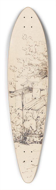 George Chinnery - Street Scene with Merchants Selling Wares 39.3 inch art pintail longboard deck