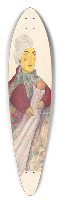 George File - Hand Puppet Judy and Child 39.3 inch art pintail longboard deck