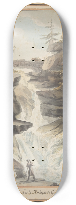 Caspar Wolf - A Bridge on the Aar, at the Foot of the Grimsel, in the Canton of Berne 8.25 inch art skate deck