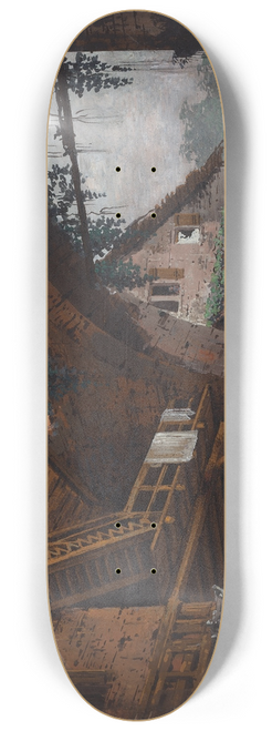 Caspar Wolf - Architectural Fantasy of Antique Ruins with a Watermill 8.25 inch art skate deck