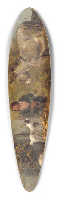 George Morland - A Farm Boy With a Donkey, Pigs And a Sheep Dog 39.3 inch art pintail longboard deck