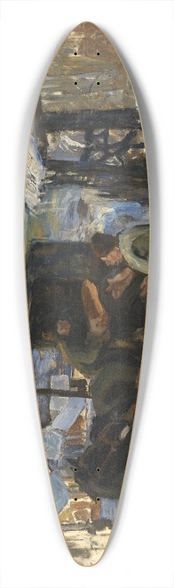 George Overbury Hart - Village Scene 39.3 inch art pintail longboard deck