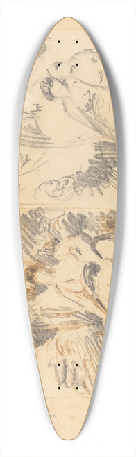 George Romney - Two Studies for a Portrait of the Warren Family 39.3 inch art pintail longboard deck
