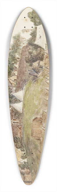 George Sherriff - Camp at Pungarehu 39.3 inch art pintail longboard deck