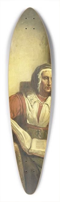 Georg Gillis van Haanen - Old Woman Reading 39.3 inch art pintail longboard deck