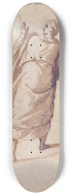 Cesare Nebbia - Back View of a Standing Man in a Long Cloak 8.25 inch art skate deck