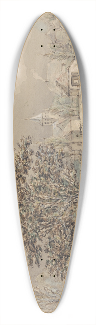 Gerardus Emaus de Micault - Gezicht op het dorp Zoelmond 39.3 inch art pintail longboard deck