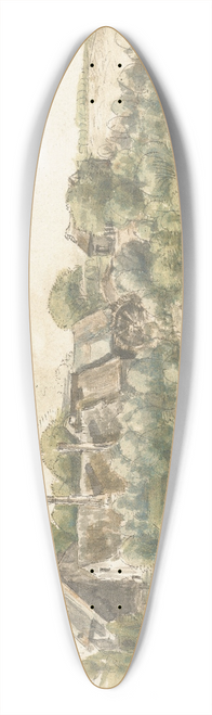 Gillis Neyts - Gezicht op enkele huizen en een watermolen tussen bomen 39.3 inch art pintail longboard deck