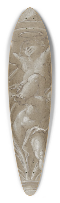 Giovanni Mauro della Rovere - Two Pilaster with White Putti on Tan Ground 39.3 inch art pintail longboard deck