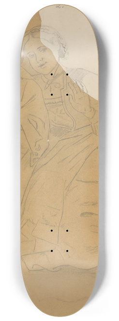 Adolph Tidemand - To sittende bunadskledde jenter 8.25 inch art skate deck