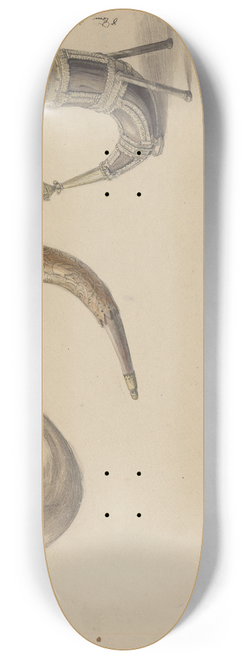 Adolph Tidemand - Tre gamle norske drikkehorn 8.25 inch art skate deck
