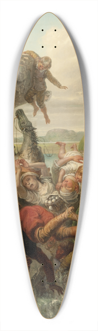 Gustaf Brusewitz - The Bridge at Nya Ldse Collapsing into the River Sve in 1543 39.3 inch art pintail longboard deck