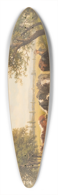 Gustav Ranzoni - Herd of cows in vast landscape 39.3 inch art pintail longboard deck