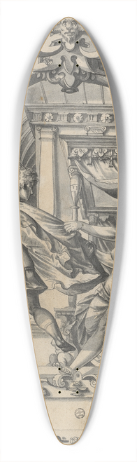 Hans Bock the Elder - Scheibenriss mit Josefs Flucht vor Potiphars Weib, in den Oberbildern Fides und Prudentia 39.3 inch art pintail longboard deck