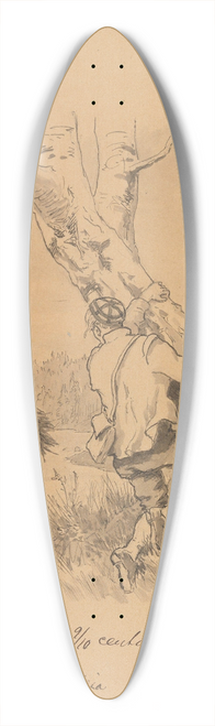 Hans Gude - Hu stod med skaut p hue og skinntrye og svart stakk 39.3 inch art pintail longboard deck