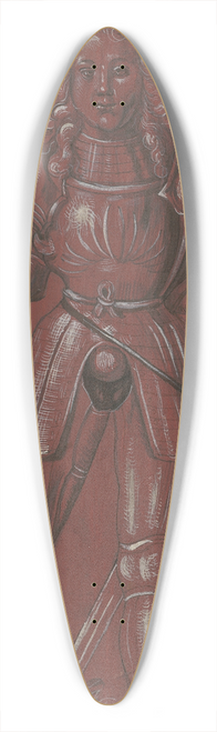 Hans Hug Kluber - Ritterlicher Heiliger, in der rechten Hand ein Schwert und in der Linken ein Kirchenmodell haltend 39.3 inch art pintail longboard deck