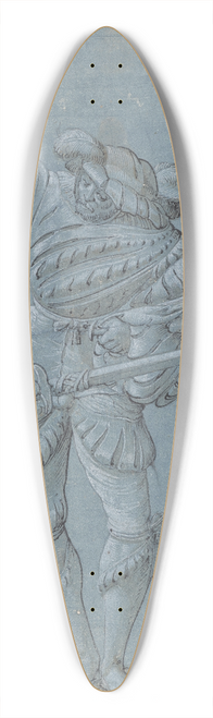 Hans Rudolf Manuel - Standing warrior with a spear 39.3 inch art pintail longboard deck