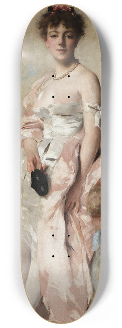 Charles Chaplin - Young woman in ball dress with putti 8.25 inch art skate deck