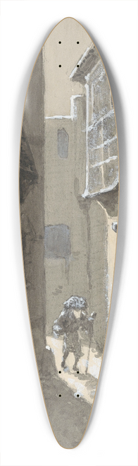 H.C. Louwerse - Man met bepakking in een straat 39.3 inch art pintail longboard deck