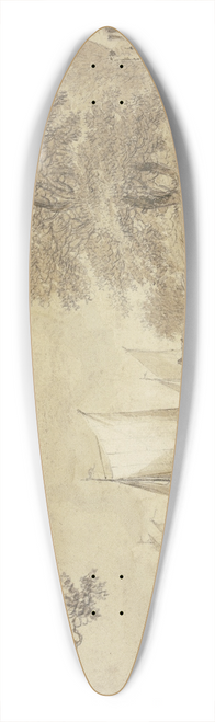 Hendrik Spilman - Flugegend mit segelnden Schiffen 39.3 inch art pintail longboard deck