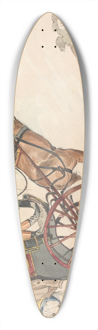Henry Thomas Alken - Sporting Discoveries, or the Miseries of Driving;  Up and Down, or the Endeavor to Discover Which Way Your Horse is Inclined to Come Down, Backwards or Forwards 39.3 inch art pintail longboard deck