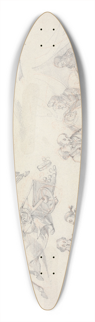 Henry Thomas Alken - Symptoms: of Unwelcome Guests, of Being Off the Curb, of Cant Exactly Say: No Consulation of Physicians, of Wont Exactly Say: No Consultations of Lawyers 39.3 inch art pintail longboard deck