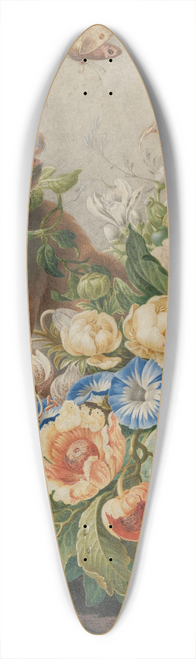 Herman Henstenburgh - A basket with flowers in a stone niche, with a monkey and a butterfly 39.3 inch art pintail longboard deck