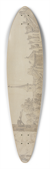 Herman Saftleven III - Dorfansicht mit Figuren, links an einem Abhang eine alte Frau mit einem Zuber 39.3 inch art pintail longboard deck