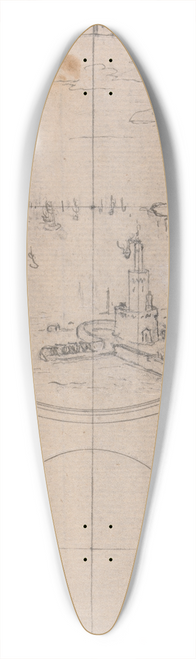 Hubert-Franois Gravelot - Design for a Coin; Queis Tutum Faciant Iter 39.3 inch art pintail longboard deck