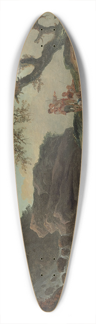 Hubert Robert - La Cascade; A Rocky Hillside With A Peasant Woman And Child Near A Waterfall And Boys Resting By A Blasted Tree 39.3 inch art pintail longboard deck