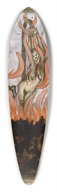 Hugo Simberg - The Witch At The Stake 39.3 inch art pintail longboard deck