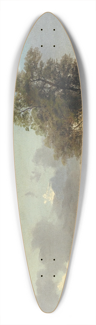 Ignaz Raffalt - River Landscape in the Evening Light with decorative figures 39.3 inch art pintail longboard deck