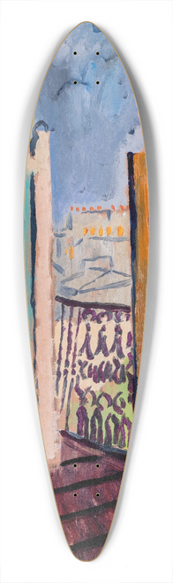 Isaac Grnewald - View from the Studio Window 39.3 inch art pintail longboard deck