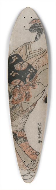 Isoda Korysai - The Courtesan Kichijuro of Kage Manjiya with Two Kamuro (from the series Models for Fashions: New Designs as Fresh as Young Leaves) 39.3 inch art pintail longboard deck