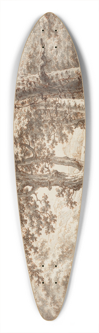 Jacob Cats - Landscape with cows under a tree 39.3 inch art pintail longboard deck