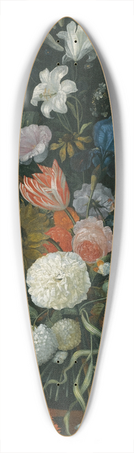 Jacob Rootius - Still Life Of Flowers In A Vase On A Stone Ledge With A Corn Cob And A Snail 39.3 inch art pintail longboard deck
