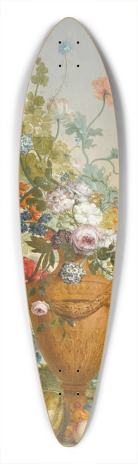 Jacobus Linthorst - A Vase OfPeonies, Chrysanthemums And A Carnation With Exotic Fruits In A Garden 39.3 inch art pintail longboard deck