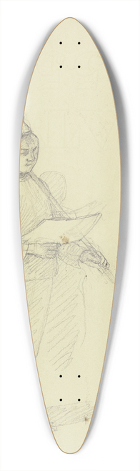Jakob Becker - Studienblatt; Zwei Jungen mit Fahne und ein Geige spielender Junge 39.3 inch art pintail longboard deck