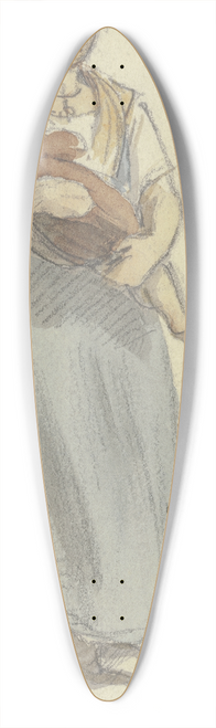 Jakob Frchtegott Dielmann - Bauersfrau in Hemdsrmeln, blauem Kleid, sie hat ein kleines Kind auf dem Armen 39.3 inch art pintail longboard deck