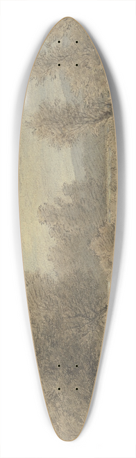Jakob Maurer - Ein Kahn mit einem Fhrmann hlt am Ufer (Motiv an der Nied) 39.3 inch art pintail longboard deck