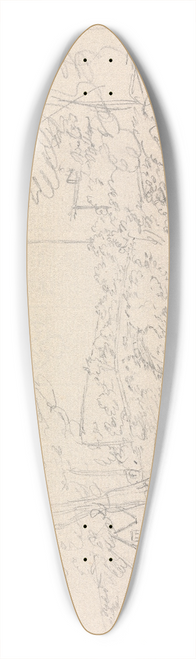 James Moore - Landscape with a Large Tree, Shading a Cottage 39.3 inch art pintail longboard deck