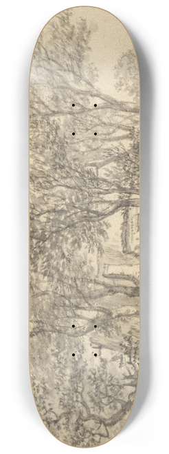 Adriaen Hendriksz. Verboom - A Cottage Hidden Among Trees on a Riverbank 8.25 inch art skate deck