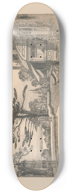 Charles Frederick William Mielatz - View of Rockwood Tarrytown on the Hudson, residence of William Rockefeller, no. 1 8.25 inch art skate deck