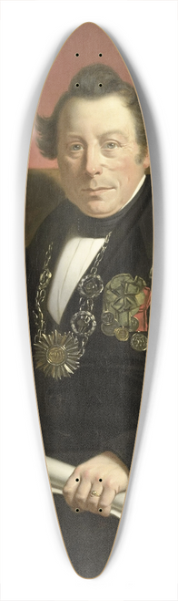 Jan Cornelis van Rossum - Portrait of Coenraad van Hulst, Actor, as President of the Arts-Promoting Company VW in Amsterdam (so named after the founders Casper Vreedenberg and Jan van Well) 39.3 inch art pintail longboard deck