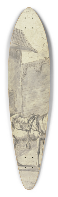 Jan Miel - In dem Hof einer Schmiede ist ein Kavalier im Begriff, sein Pferd beschlagen zu lassen 39.3 inch art pintail longboard deck