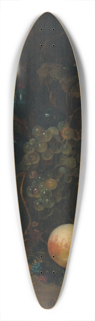 Jan Mortel - Fruit in a wicker basket, with a snail, a dragonfly and a mouse, on a rock, a landscape beyond 39.3 inch art pintail longboard deck
