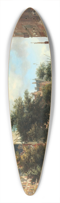 Jan van der Heyden - Amsterdam City View with Houses on the Herengracht and the old Haarlemmersluis 39.3 inch art pintail longboard deck