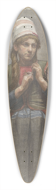 Jan Veth - Staand meisje in klederdracht met schaatsen 39.3 inch art pintail longboard deck